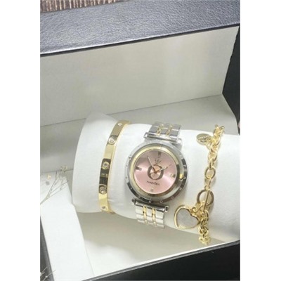 Подарочный набор для женщин часы, 2 браслета + коробка #22852951