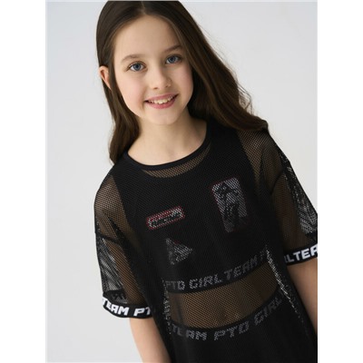 Комплект трикотажный для девочек: брюки (легинсы укороченные), топ, фуфайка (футболка)