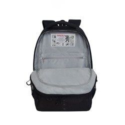 Рюкзак молодежный, 45×32×23 см, Grizzly 530, эргономичная спинка, отделение для ноутбука, чёрный, RU-530-1_1