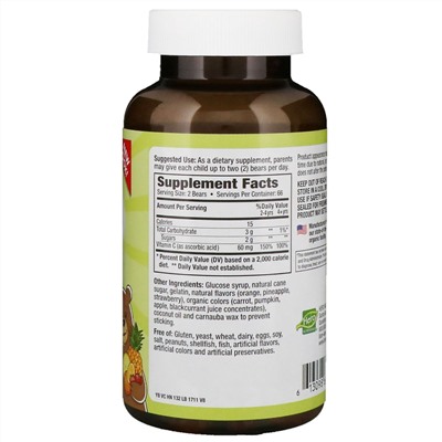 Hero Nutritional Products, Yummi Bears, витамин С, натуральный апельсин, ананас, клубника, 132 мишки Yummi