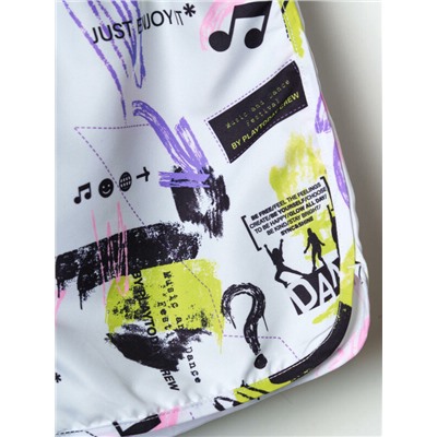 Комплект для девочек: купальный костюм трикотажный, шорты текстильные плавательные