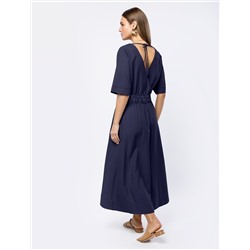 Платье из плотного лиоцелла с поясом на резинке