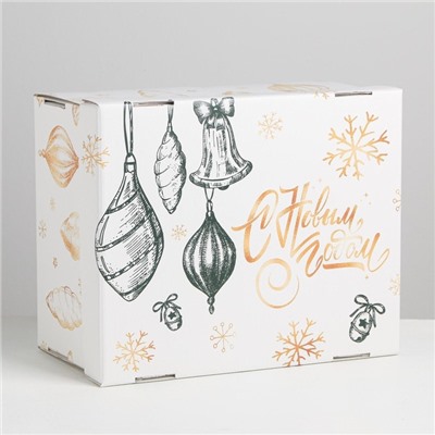 Коробка подарочная новогодняя складная «Новый год», 31.2×25.6×16.1 см
