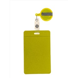 Бейдж с лентой на рулетке вертикальный, цвет желтый