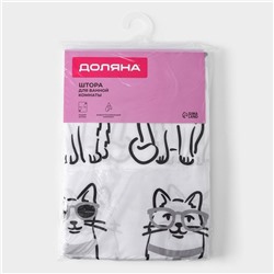 Штора для ванны Доляна Cats, 180×180 см, полиэстер, белая