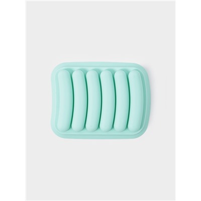 Форма для выпечки и приготовления сосисок Доляна, 6 ячеек, с крышкой, 17.5×13.5.2.8 см, силикон, бирюзовый