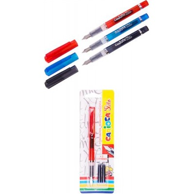 Ручка перьевая 3 картриджа "Stilo" корпус ассорти, на блистере 42303 CARIOCA