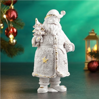 Фигура «Дед Мороз вязаный большой», 20×12×8 см, белый с позолотой