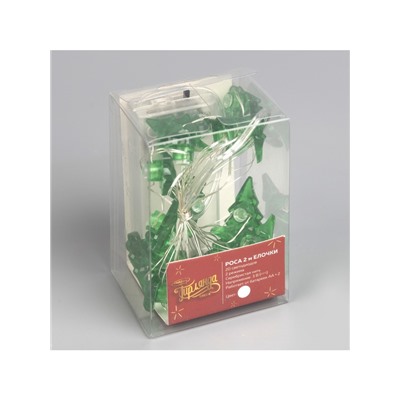 Гирлянда «Нить» 2 м роса с насадками «Ёлочка», IP20, серебристая нить, 20 LED, 2 режима, батарейки ААх2 (нет в комплекте), свечение белое