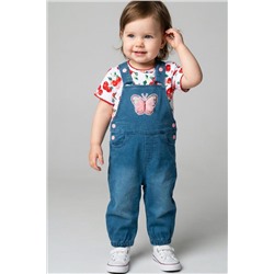 Полукомбинезон детский текстильный джинсовый для девочек PLAYTODAY, 1243943