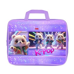 Сумка текстильная с ручками А4ф, 350х265х75мм., для тетрадей "K-pop мишки"