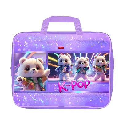 Сумка текстильная с ручками А4ф, 350х265х75мм., для тетрадей "K-pop мишки"
