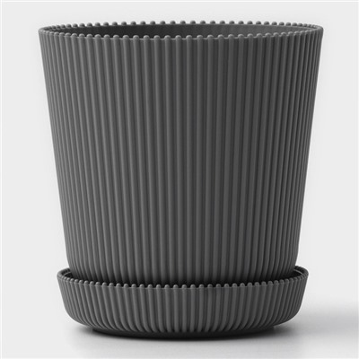 Горшок для цветов с поддоном, 12×11.5 см, пластиковый, серый