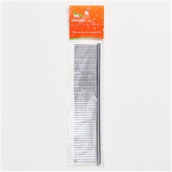 Расчёска для шерсти средняя, 19×4 см, редкие и частые зубья, металл