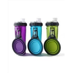 SNACK-DUO PET BOTTLE -Двухкамерная бутылка для еды и воды с силиконовой чашкой