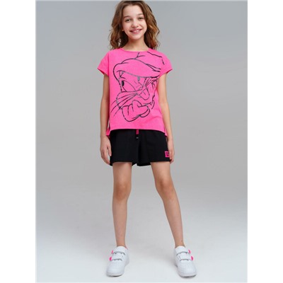 Комплект трикотажный для девочек: фуфайка (футболка), шорты