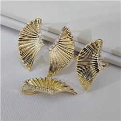 Комплект ювелирной бижутерии Итальянское золото (покрытие желтое 14к), серьги, кулон и кольцо 17 р, вставка: фианиты, цвет: прозрачный, арт.313.319-17