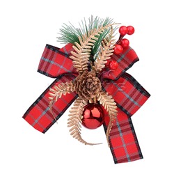 Набор новогодних украшений "Бантики с шишками" красные