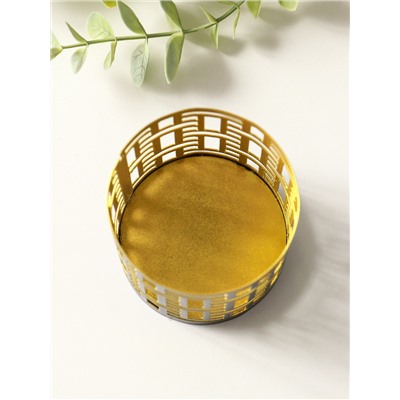 Металлический подсвечник «Цилиндр геометрия», 7.5×7.5×8 см, чёрный с золотом