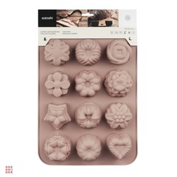 Форма для выпечки 12 ячеек 33x25х3,5см "Цветы", силикон