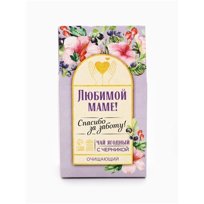 Ягодно-травяной чай «Любимой маме»: черника, плоды боярышника, гибискус, зелёное яблоко, арония черноплодная, 50 г