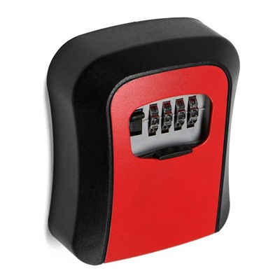 Сейф-ключница кодовая ТУНДРА, металл, пластик, красный