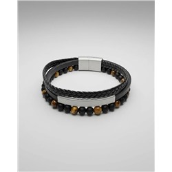 Браслет из стали на кожаном ремешке