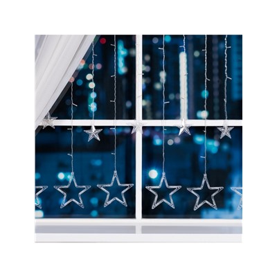 Гирлянда «Бахрома» 2.4×0.9 м с насадками «Звёзды», IP20, прозрачная нить, 138 LED, свечение мульти, 8 режимов, 220 В