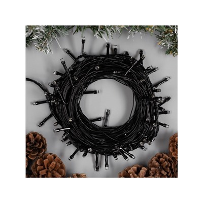 Гирлянда «Нить» 10 м, IP20, тёмная нить, 100 LED, 8 режимов, 220 В, свечение белое