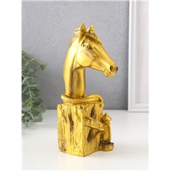 Фигурка «Бюст. Золотой конь с фонарём», полистоун, 11×6.5×19 см