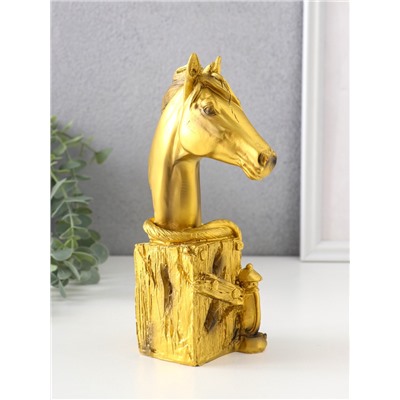 Фигурка «Бюст. Золотой конь с фонарём», полистоун, 11×6.5×19 см