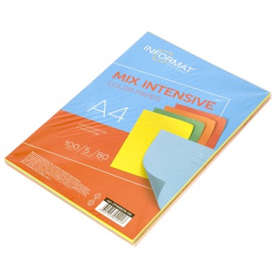 Бумага  А4 100л 80 г/м2 5 цв. "ИНТЕНСИВ МИКС/INTENSIVE MIX"  5х20 CP4080CIN-100 inФОРМАТ
