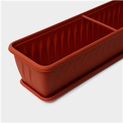 Балконный ящик для цветов «Алиция», 18 л, 100×19×17 см, с поддоном, цвет терракотовый