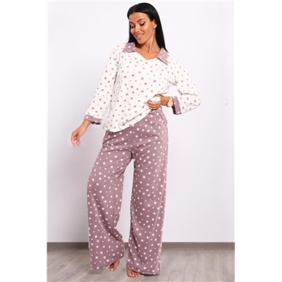 33524 Пижама с брюками палаццо (Молочный/звезда)