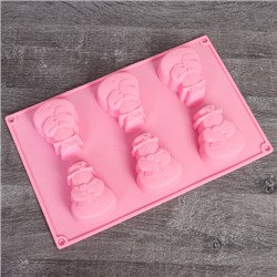 Форма для выпечки 6 ячеек силиконовая Новогодняя / HL-088 /уп 200/ 0.115/ 27*17*2,5