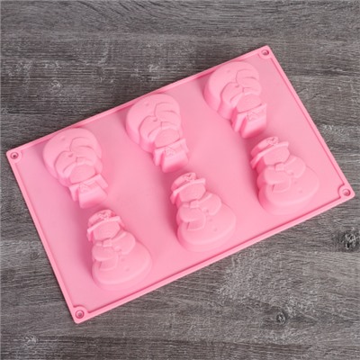 Форма для выпечки 6 ячеек силиконовая Новогодняя / HL-088 /уп 200/ 0.115/ 27*17*2,5