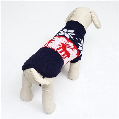 Свитер «Бегущие олени», L (ДС 30, ОШ 30, ОГ 45 см), синий