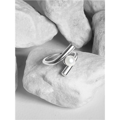 Колье из серебра с культивированным жемчугом и фианитами родированное 241-10-331р