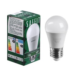 Лампа светодиодная SAFFIT, 15W 230V E27 6400K G45, SBG4515