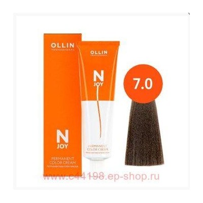 OLLIN "N-JOY" 7/0 – русый, перманентная крем-краска для волос 100мл