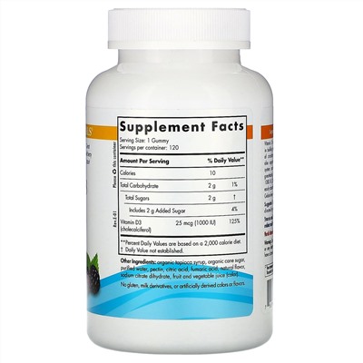 Nordic Naturals, жевательные таблетки с витамином D3, со вкусом лесных ягод, 1000 МЕ, 120 шт.
