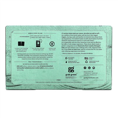 Grab Green, Stoneworks, Dryer Sheets Rain,  80 Compostable Sheets