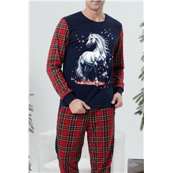 Пижама 7290 (Лошадь_красно-синяя клетка)