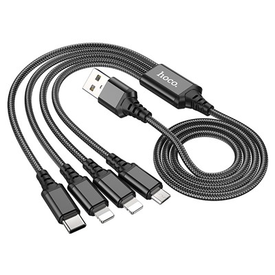 Кабель USB - Multi connector Hoco X76 4in1  100см 2A  (black)