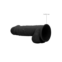 Черный фаллоимитатор Realistic Cock With Scrotum - 21,5 см.