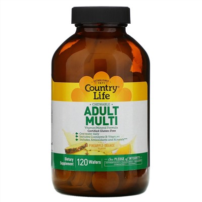 Country Life, Chewable Adult Multi, Pineapple-Orange, 120 Wafers
