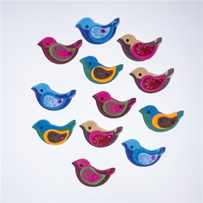 Декоративные наклейки из ФЕТРА "Птички" 2-093/08 Альт
