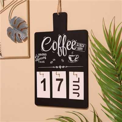 Сувенир вечный календарь подвесной Coffee, 0.7×17×26.5 см, дерево, чёрный