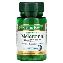 Nature's Bounty, мелатонин, вкус натуральной вишни, 3 мг, 120 быстро растворяющихся таблеток