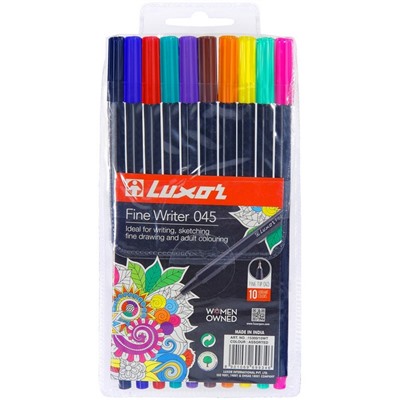 Набор ручек капиллярных 10 цветов Luxor, Fine Writer 045, 0.8 мм, европодвес